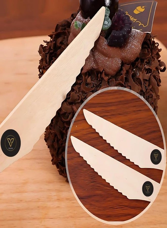 VELEXE Disposable Wooden Knives | Size: 160MM (16 CM) | Pack of 100 | Wooden Dining Flatware | Ideal for Wedding, Birthday Parties & Travelling | Biodegradable & Sustainable - Image 5